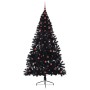 Árbol de Navidad Artificial Preiluminado Negro 240 cm PVC
