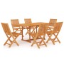 Conjunto de comedor de jardín 7 piezas madera maciza de teca