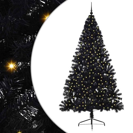 Árbol de Navidad Artificial Preiluminado Negro 240 cm PVC