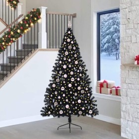 Árbol de Navidad Artificial Preiluminado Negro 240 cm PVC