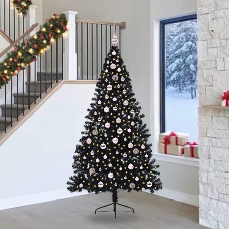 Árbol de Navidad Artificial Preiluminado Negro 240 cm PVC