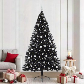 Árbol de Navidad Artificial Preiluminado Negro 240 cm PVC