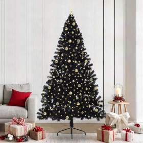 Árbol de Navidad Artificial Preiluminado Negro 240 cm PVC