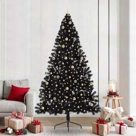 Árbol de Navidad Artificial Preiluminado Negro 240 cm PVC