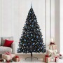 Árbol de Navidad Artificial Preiluminado Negro 240 cm PVC