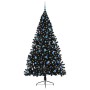 Árbol de Navidad Artificial Preiluminado Negro 240 cm PVC