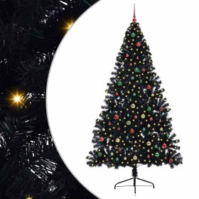 Árbol de Navidad Artificial Preiluminado Negro 240 cm PVC