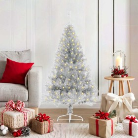 Árbol de Navidad Artificial Preiluminado Plateado 120 cm PET