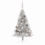 Árbol de Navidad Artificial Preiluminado Plateado 120 cm PET