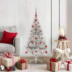Árbol de Navidad Artificial Preiluminado Plateado 120 cm PET