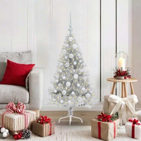 Árbol de Navidad Artificial Preiluminado Plateado 120 cm PET