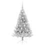 Árbol de Navidad Artificial Preiluminado Plateado 120 cm PET