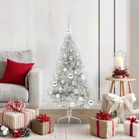 Árbol de Navidad Artificial Preiluminado Plateado 120 cm PET