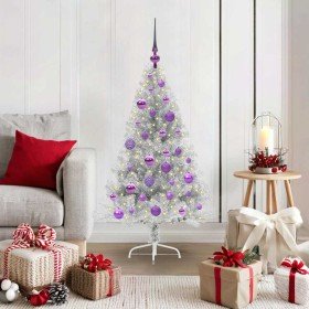 Árbol de Navidad Artificial Preiluminado Plateado 120 cm PET