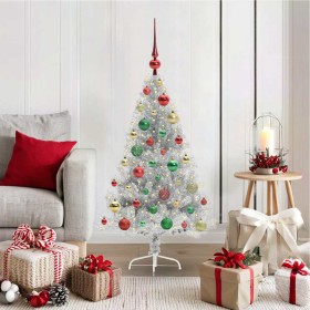 Árbol de Navidad Artificial Preiluminado Plateado 120 cm PET