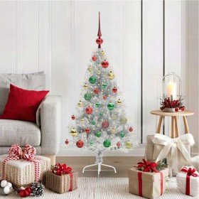 Árbol de Navidad Artificial Preiluminado Plateado 120 cm PET