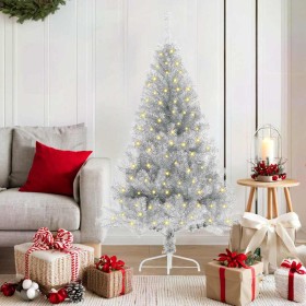 Árbol de Navidad Artificial Preiluminado Plateado 150 cm PET