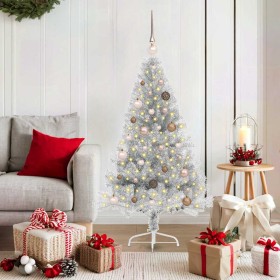 Árbol de Navidad Artificial Preiluminado Plateado 150 cm PET