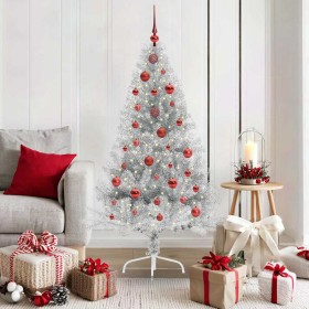 Árbol de Navidad Artificial Preiluminado Plateado 150 cm PET