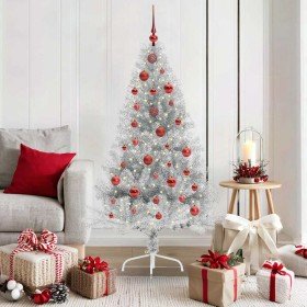 Árbol de Navidad Artificial Preiluminado Plateado 150 cm PET