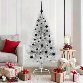 Árbol de Navidad Artificial Preiluminado Plateado 150 cm PET