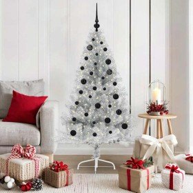 Árbol de Navidad Artificial Preiluminado Plateado 150 cm PET