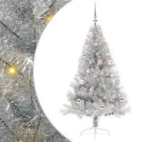 Árbol de Navidad Artificial Preiluminado Plateado 150 cm PET