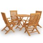 Juego de comedor para jardín 5 piezas madera maciza teca