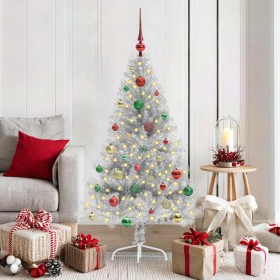 Árbol de Navidad Artificial Preiluminado Plateado 150 cm PET