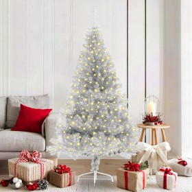 Árbol de Navidad Artificial Preiluminado Plateado 180 cm PET