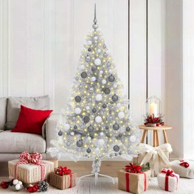 Árbol de Navidad Artificial Preiluminado Plateado 180 cm PET