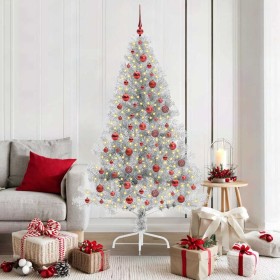 Árbol de Navidad Artificial Preiluminado Plateado 180 cm PET