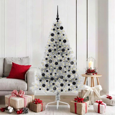 Árbol de Navidad Artificial Preiluminado Plateado 180 cm PET