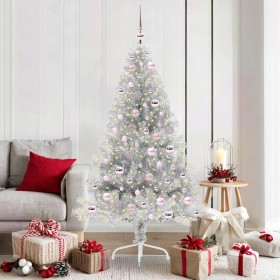 Árbol de Navidad Artificial Preiluminado Plateado 180 cm PET