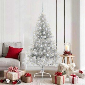 Árbol de Navidad Artificial Preiluminado Plateado 180 cm PET