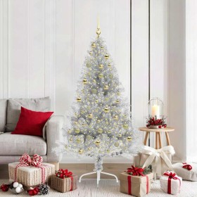 Árbol de Navidad Artificial Preiluminado Plateado 180 cm PET
