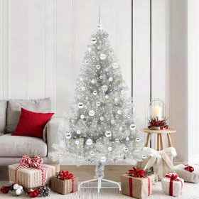 Árbol de Navidad Artificial Preiluminado Plateado 180 cm PET