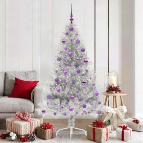 Árbol de Navidad Artificial Preiluminado Plateado 180 cm PET