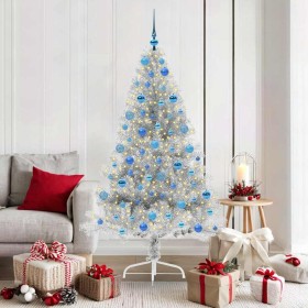 Árbol de Navidad Artificial Preiluminado Plateado 180 cm PET