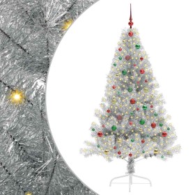 Árbol de Navidad Artificial Preiluminado Plateado 180 cm PET