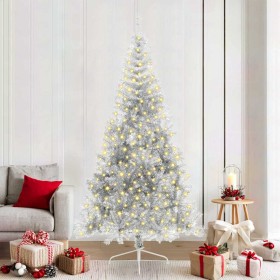Árbol de Navidad Artificial Preiluminado Plateado 210 cm PET