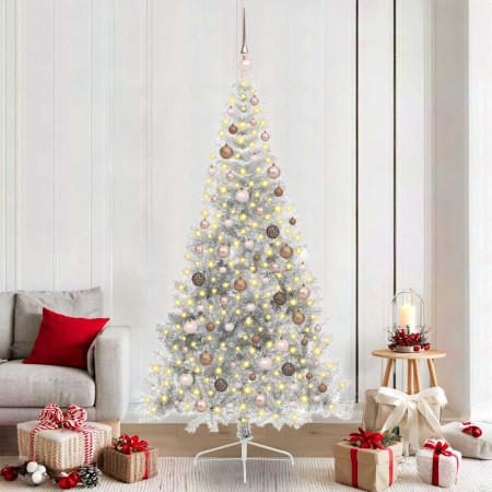 Árbol de Navidad Artificial Preiluminado Plateado 210 cm PET