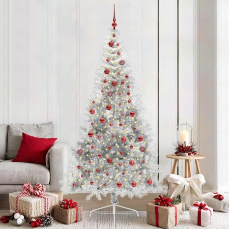 Árbol de Navidad Artificial Preiluminado Plateado 210 cm PET