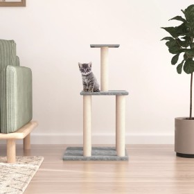 Rascador para gatos con postes de sisal gris claro 85,5 cm
