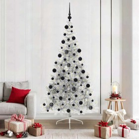 Árbol de Navidad Artificial Preiluminado Plateado 210 cm PET