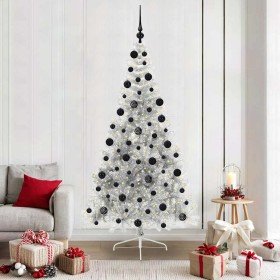 Árbol de Navidad Artificial Preiluminado Plateado 210 cm PET