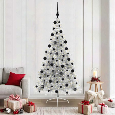 Árbol de Navidad Artificial Preiluminado Plateado 210 cm PET