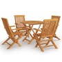 Juego de comedor para jardín 5 piezas madera maciza teca