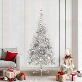 Árbol de Navidad Artificial Preiluminado Plateado 210 cm PET