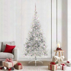 Árbol de Navidad Artificial Preiluminado Plateado 210 cm PET